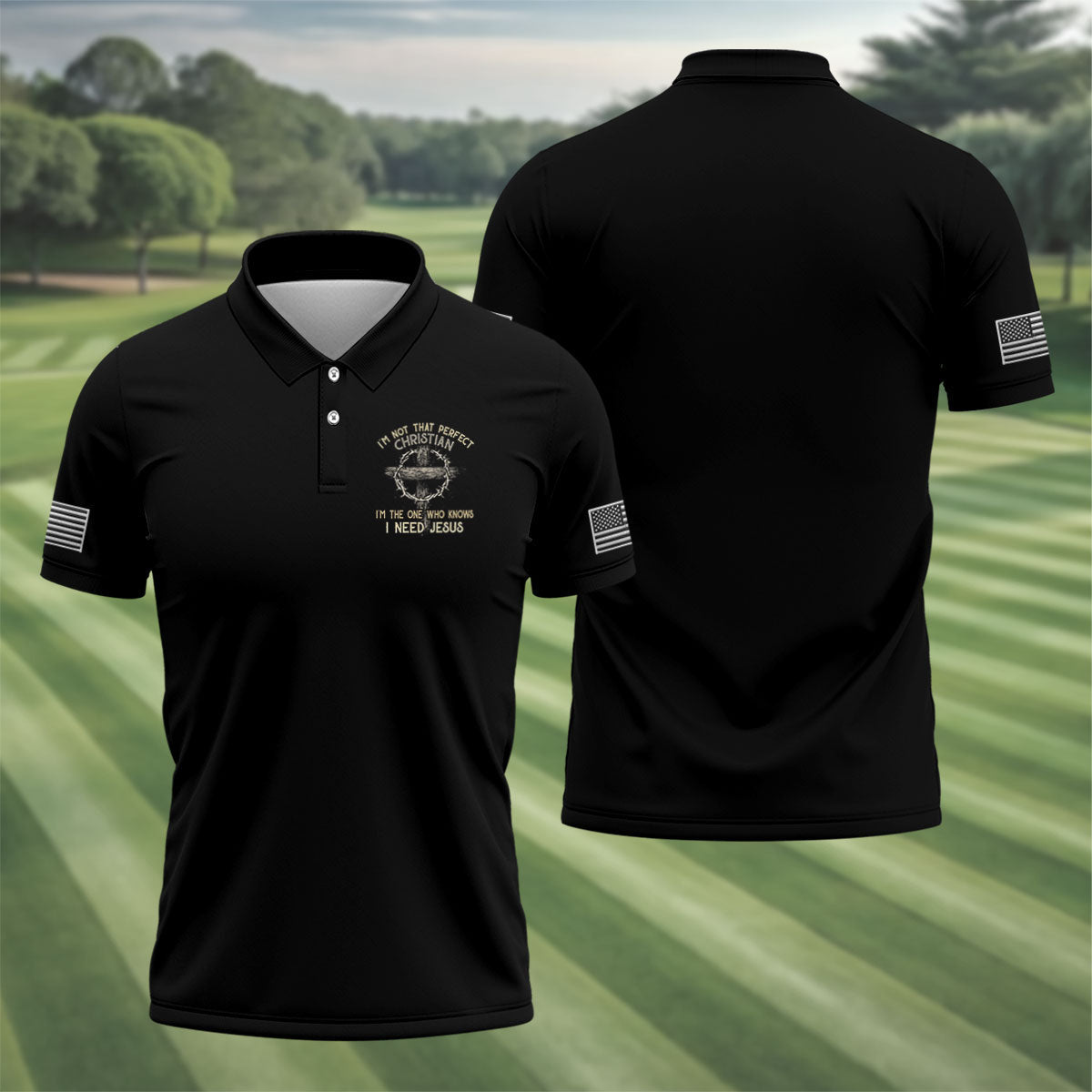 Funny Imperfect Christian Jesus Polo Shirt, Golf Shirts For Men, Mens Golf Apparel