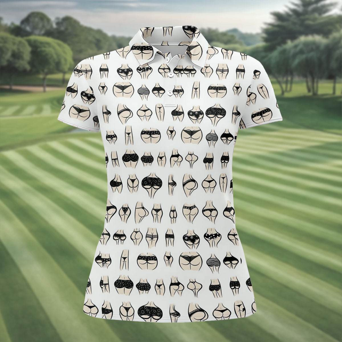 Funny Lingerie Butt Pattern Golf Polo Shirt, Ladies Golf Shirts, Performance Golf Shirt
