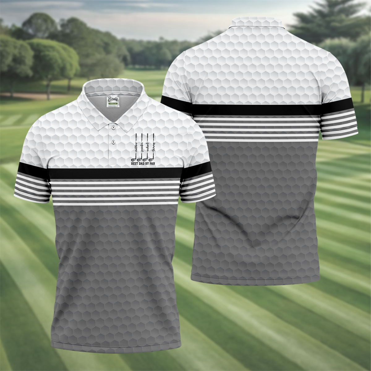 Best Dad By Par Golf Ball Pattern Father's Day Golf Shirt, Golf Gift For Dad, Polo Shirts For Men