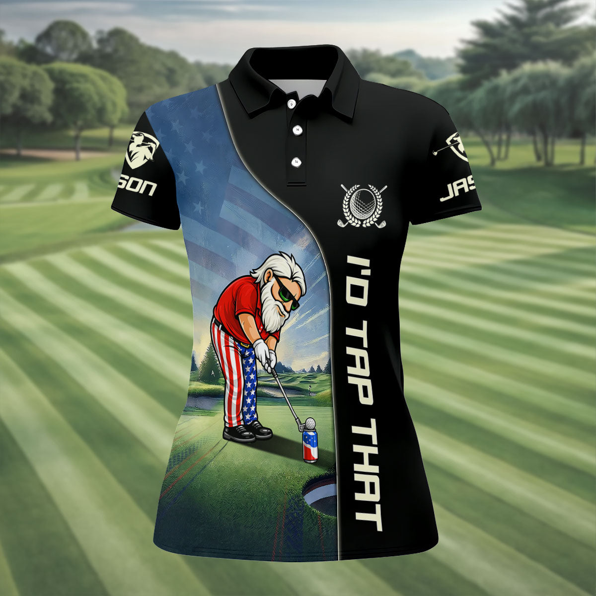 I'd Tap That Patriotic Man Golf And Beer 4th Of July Golf Shirt, 250th Anniversary Golf Shirt For Women