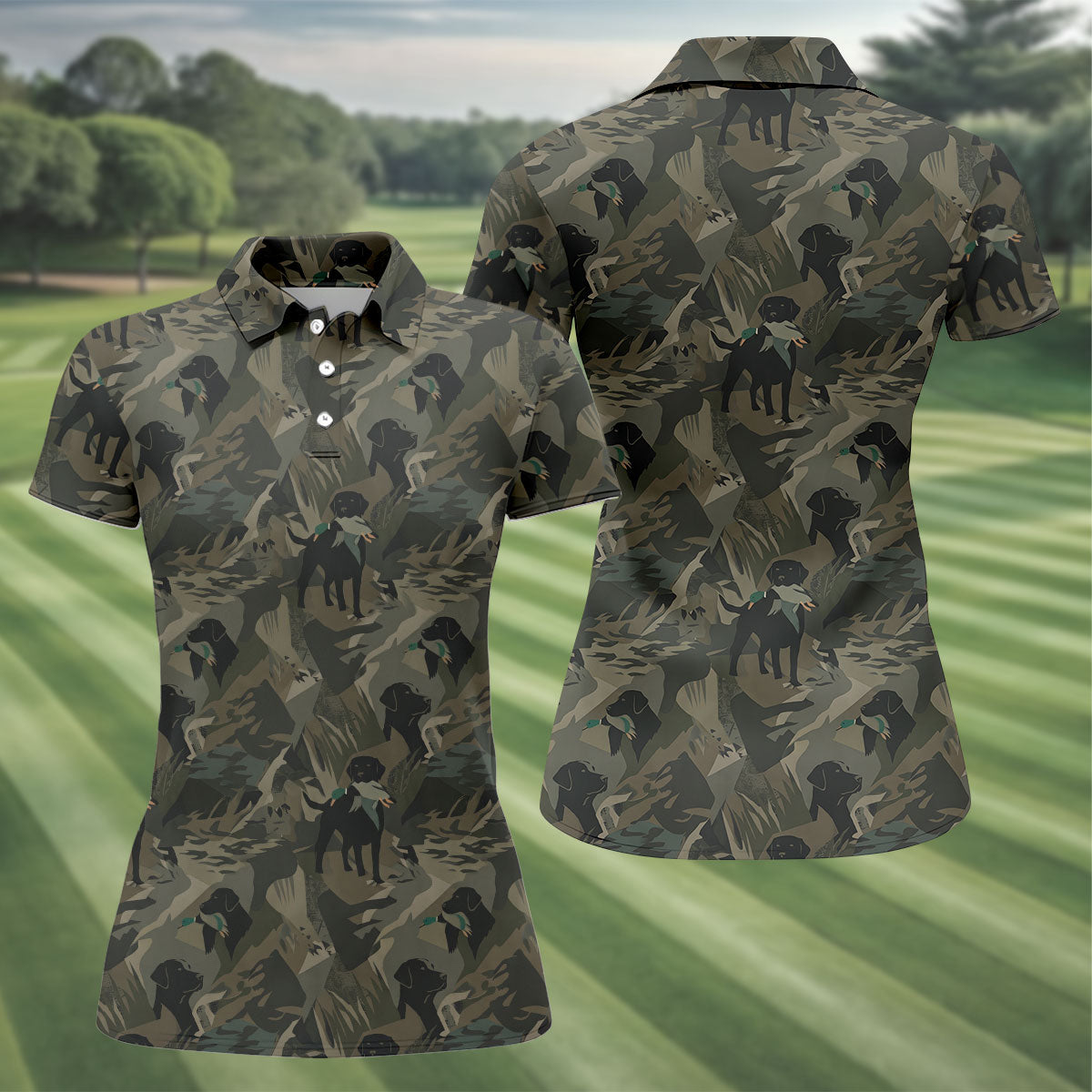 Duck Hunting Labrador Hawaiian Golf Shirt, Women's Golf Apparel, Golf Polo For Women