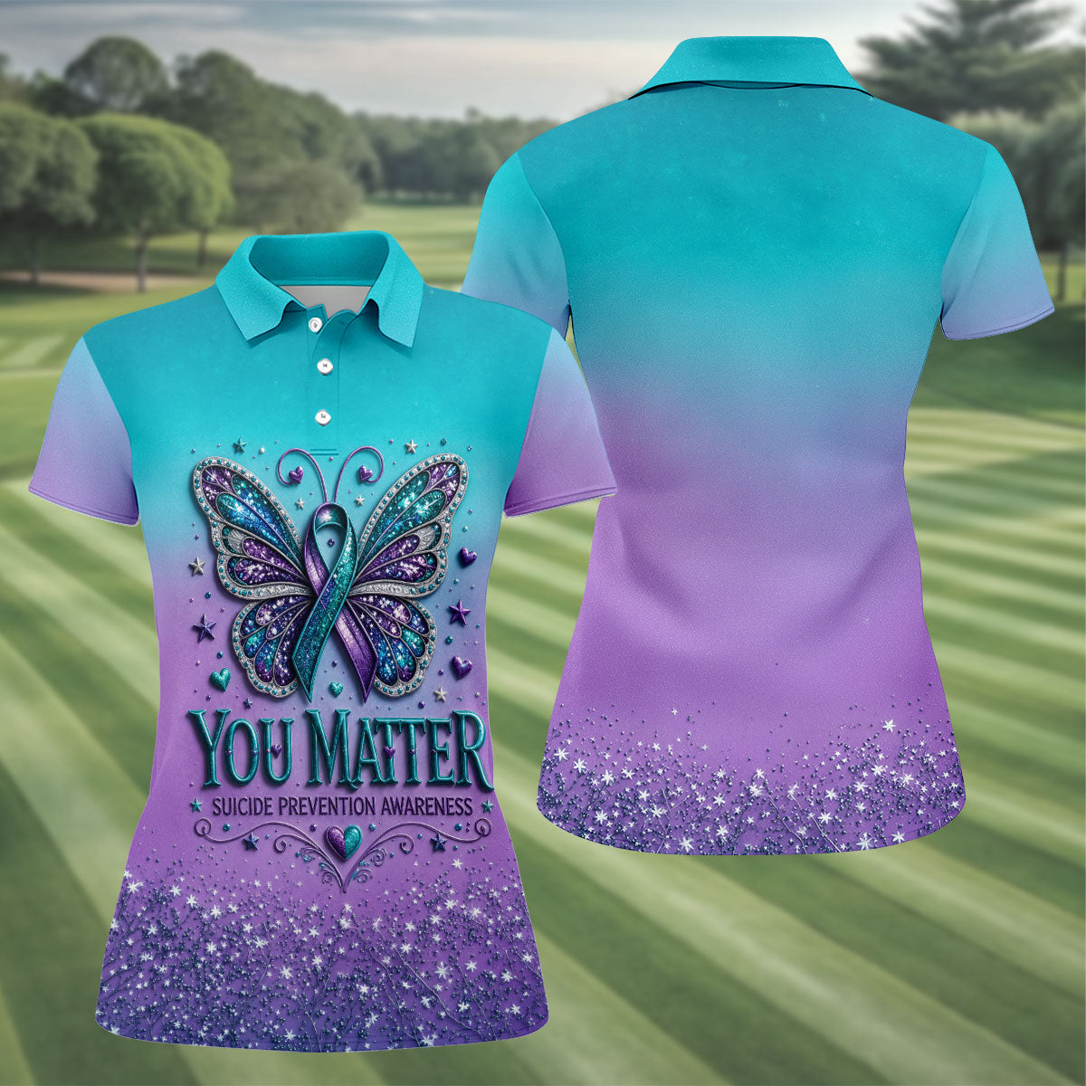 You Matter Suicide Prevention Awareness Butterfly Women’s Golf Polo, Suicide Golf Shirts