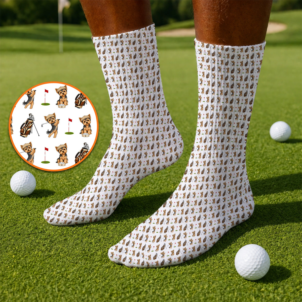 Yorkshire Terrier Golf Sock, Cute Yorkie Pattern Golf Socks, Gift for Golf Lovers