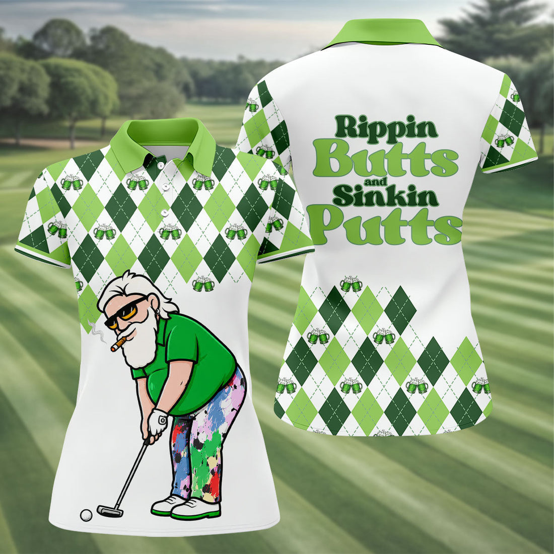 Funny Rippin Butts And Sinkin Putts Polo Shirt, Women’s Golf Polo, Golf Shirts For Women