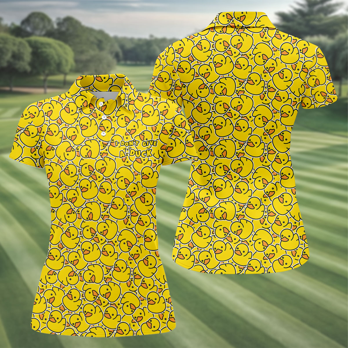 I Don't Give A Duck Yellow Rubber Duck Hawaiian Golf Shirt, Women's Golf Tops