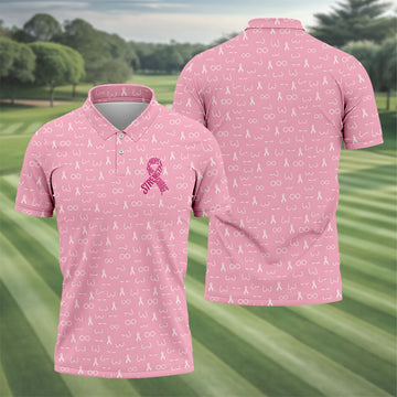 Hope Love Faith Strength Courage Breast Cancer Polo Shirt, Mens Golf Polo, Mens Golf Shirts