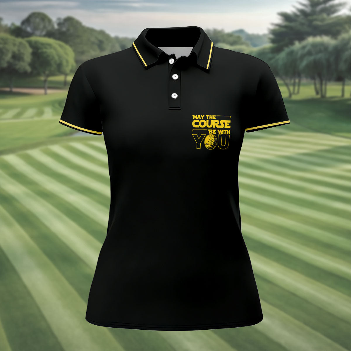 May The Course Be With You Movie Inspired Funny Golf Shirts, Women's Golf Tops, Ladies Golf Shirts