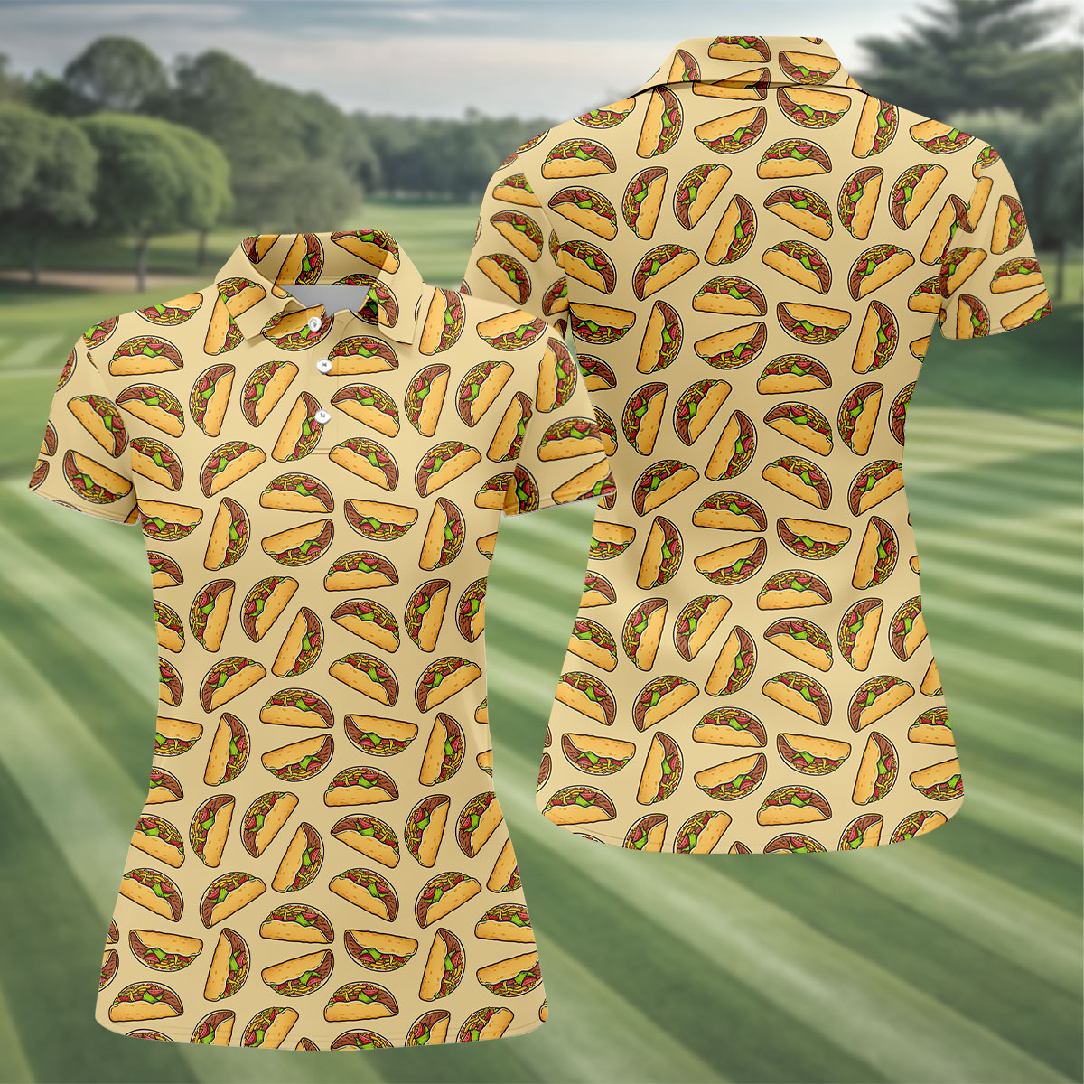 Taco Seamless Pattern Cinco De Mayo Celebration Fiesta Themed Tropical Pattern Golf Shirt For Women