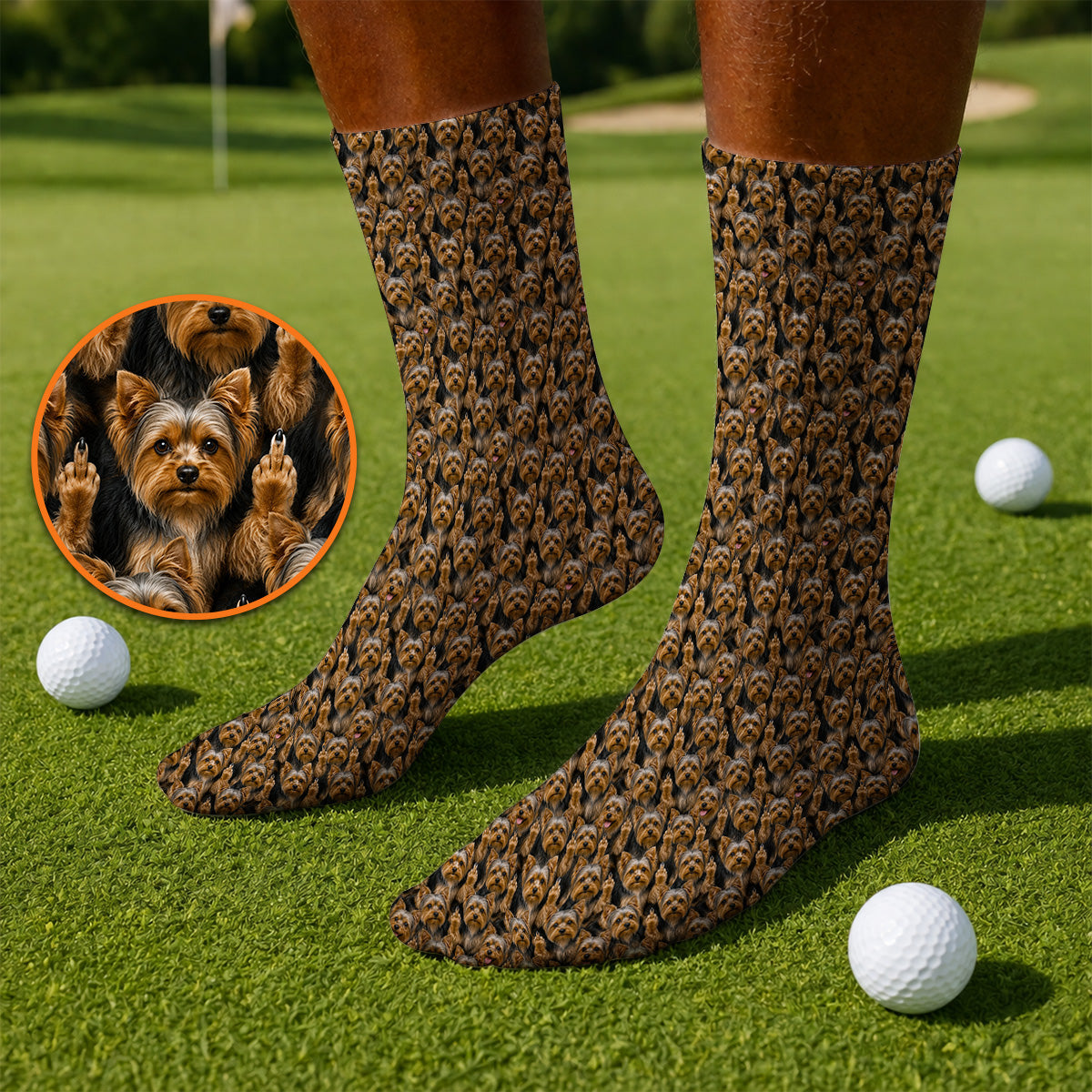 Yorkshire Terrier Golf Socks, Funny Yorkie Pattern Golf Sock, Golf Gift For Dog Lovers