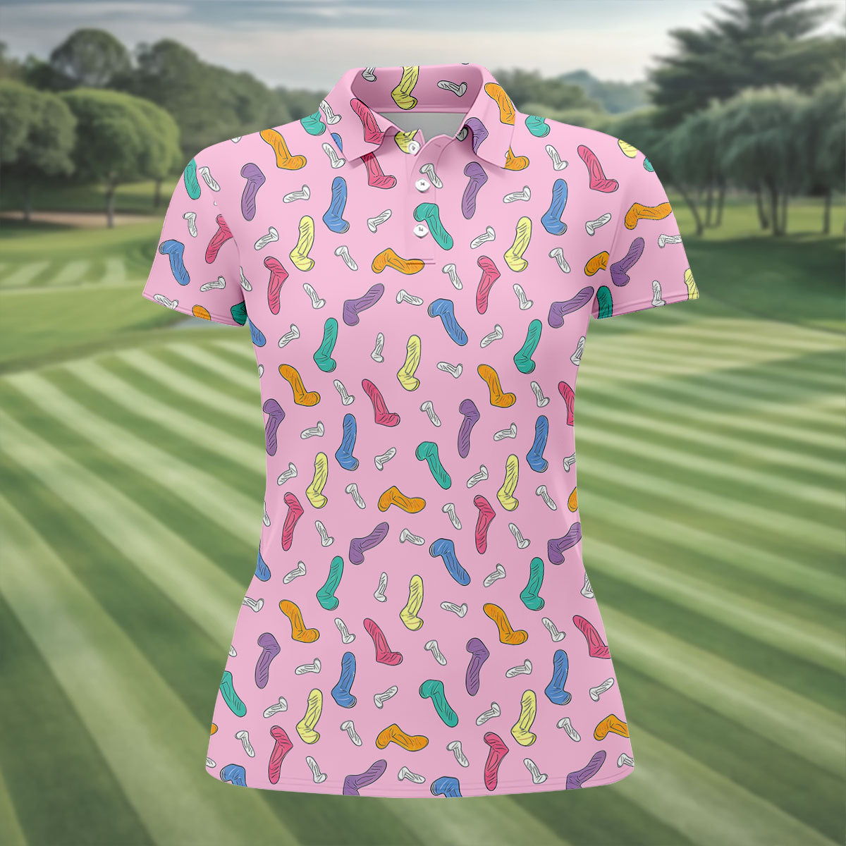 Funny Adult Novelty Pink Pattern Golf Shirt, Ladies Golf Tops, Women’s Golf Apparel
