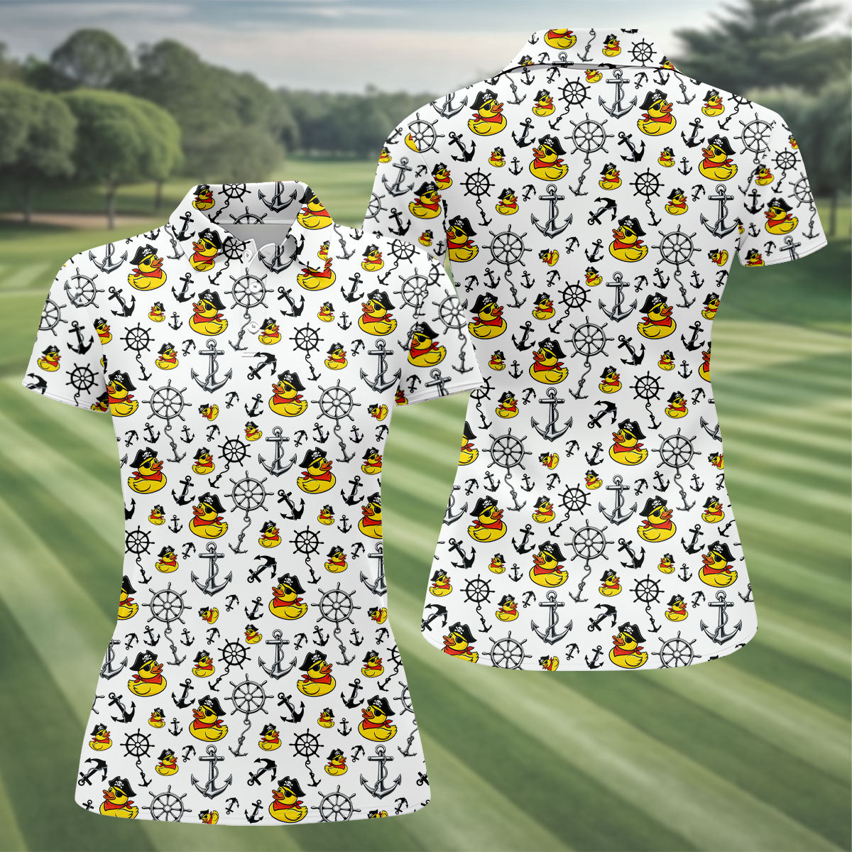 Pirate Rubber Ducks Funny Golf Shirt, Cute Golf Outfit, Ladies Golf Shirts, Golf Shirt For Women