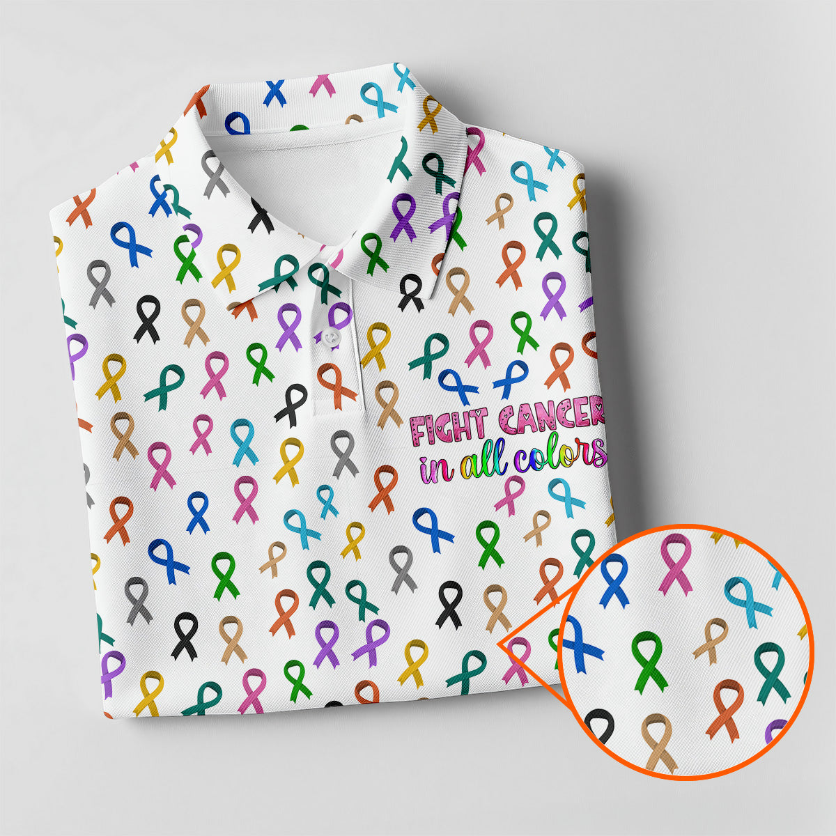 Fight Cancer In All Color Women's Golf Shirt, Cancer Awareness Shirt, Cancer Survivor Shirt, Golf Gift For Women