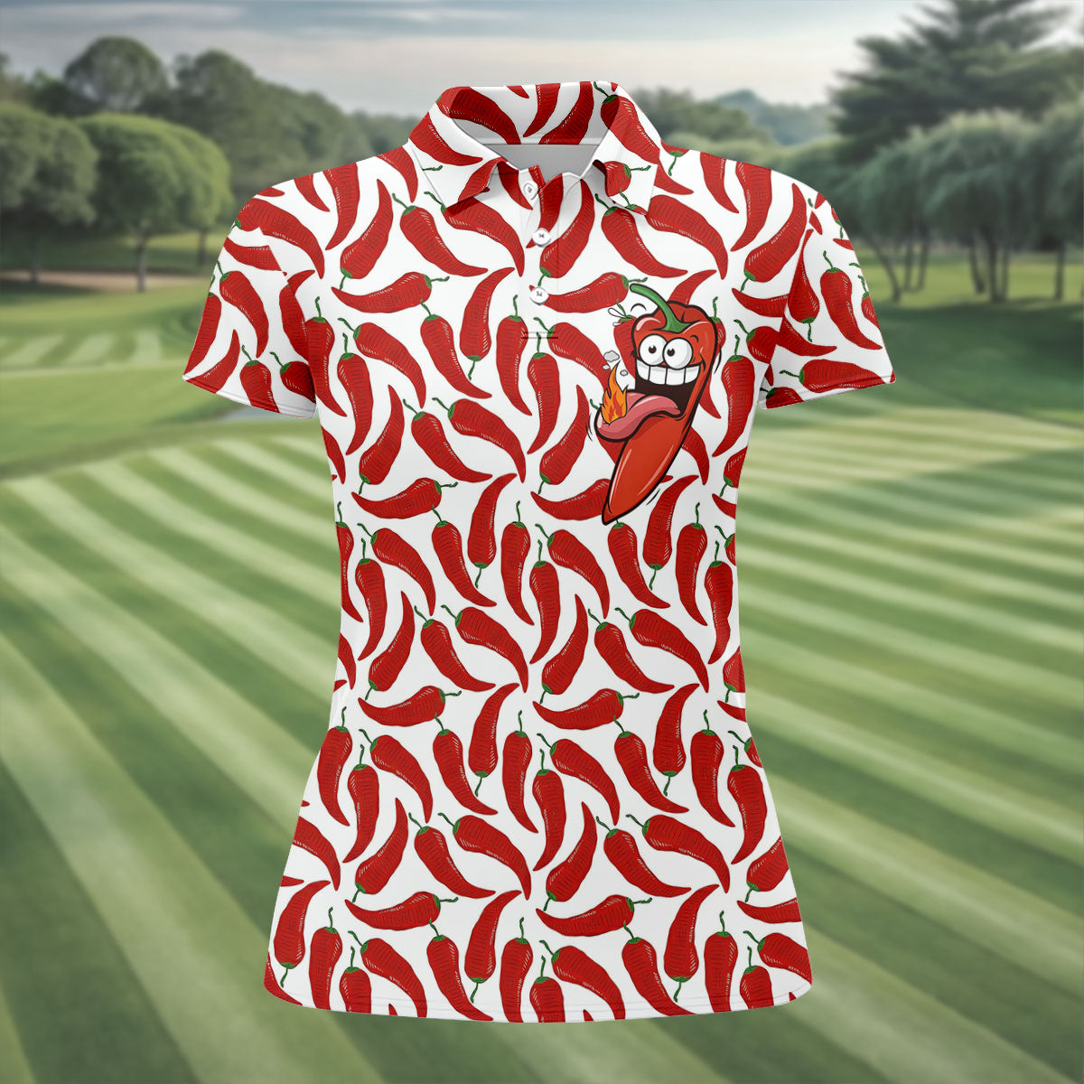 Spicy Hot Pepper Cinco De Mayo Celebration Fiesta Themed Ladies Golf Tops, Golf Shirt For Women