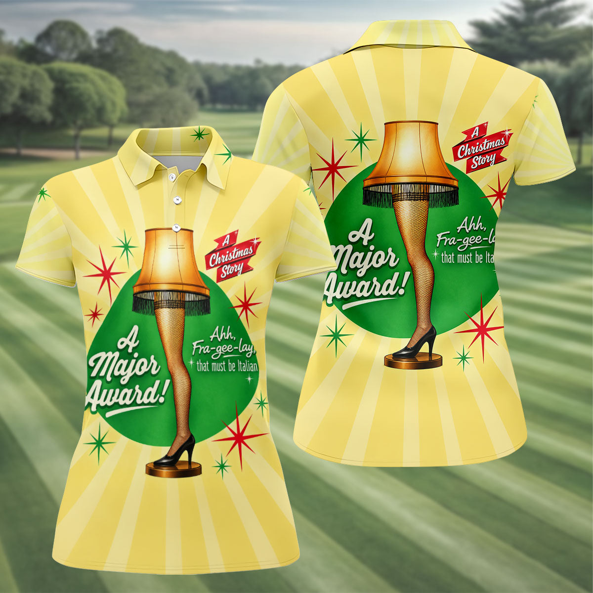 Christmas Leg Lamp Quote Golf Polo Shirt, Ladies Golf Shirts, Golf Shirts For Women