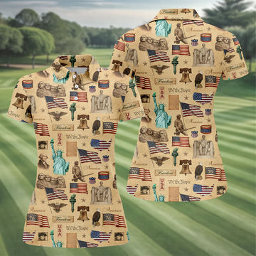 We The People America Freedom 250th Anniversary Vintage Golf Shirt, Patriotic 4th Of July Golf Shirt For Women