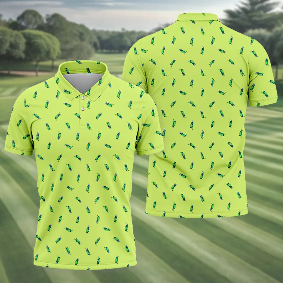 The Best Dad By Par Doodle Pattern Father's Day Golf Shirt, Golf Gift For Dad