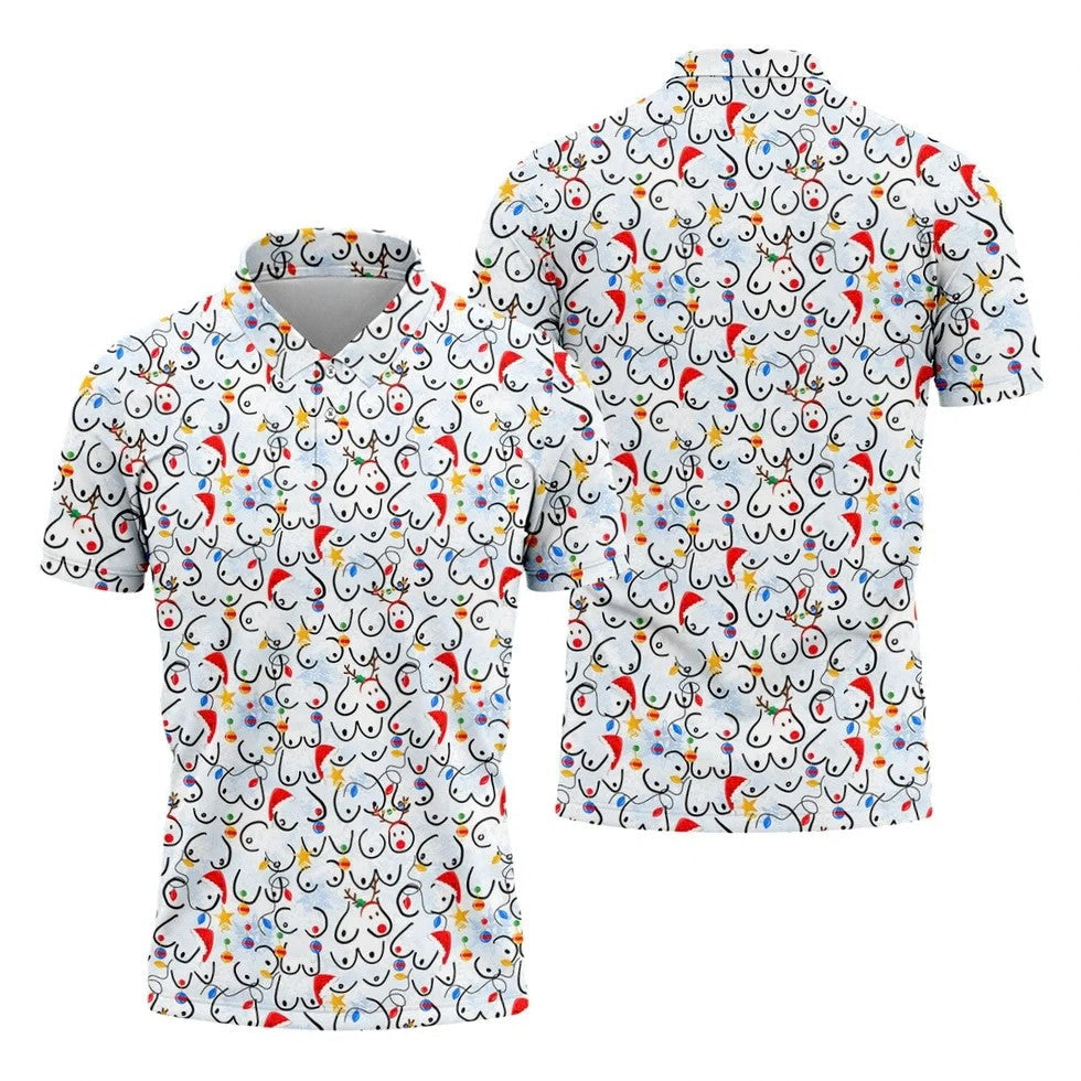 Naughty Christmas Golf Tops For Men, Christmas Golf Shirt, Fun Golf Shirts For Men, Golf Gift For Men