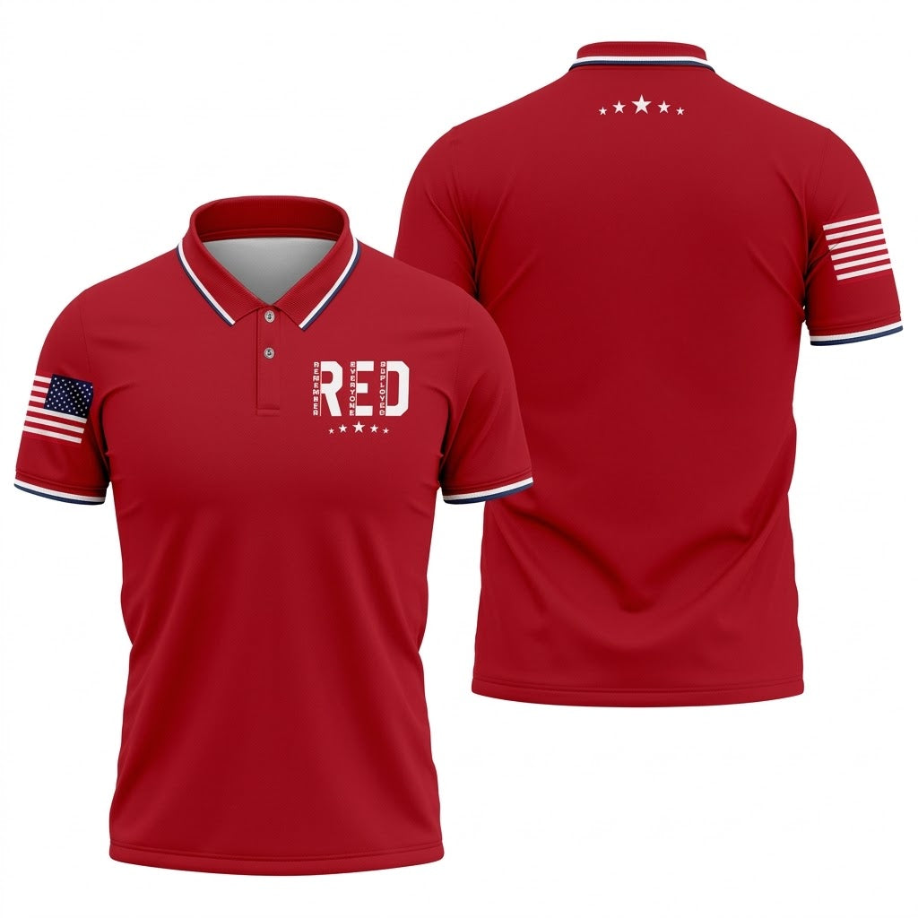 RED Friday Military Support 250 Anniversary Red Patriotic Golf Shirt, Golf Shirts For Men