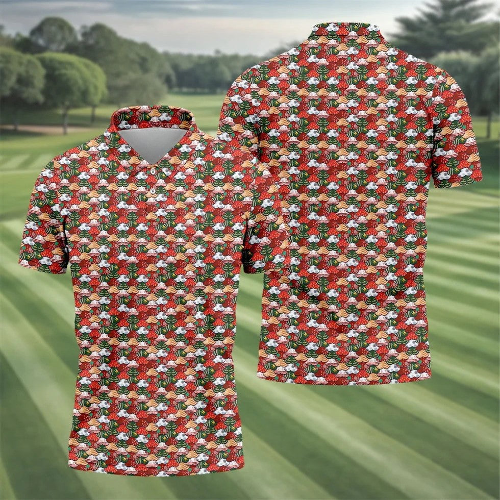 Fun Christmas Colorful Shirts For Men, Naughty Christmas Golf Shirt, Polo Shirts For Men, Golfing Apparel