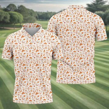 Texas Cowboy Western Pattern Golf Polo Shirt, Hawaiian Golf Shirt, Golf Polo Shirts For Men