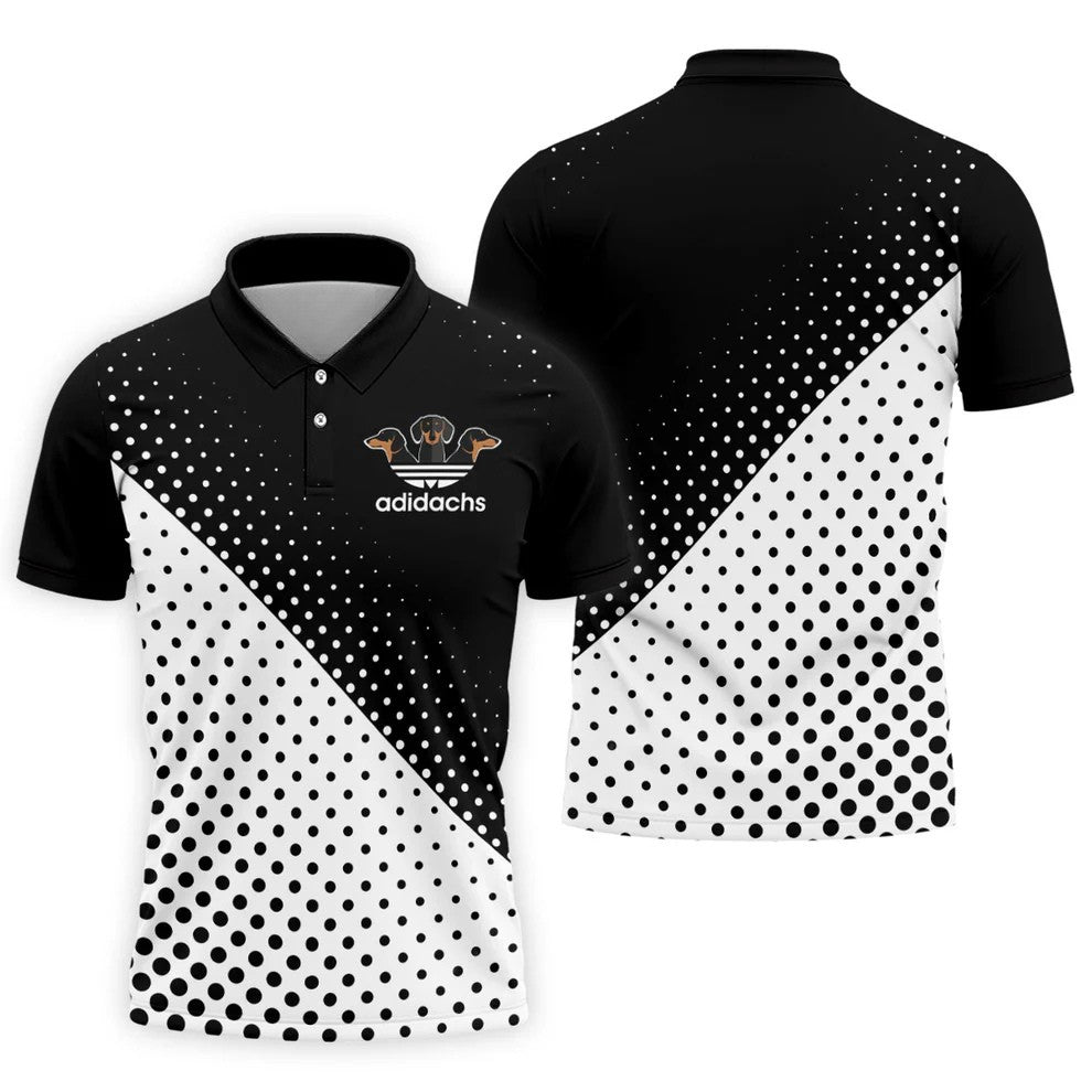 Adidachs Funny Dachshund Black Golf Shirt, Men's Funny Golf Shirts, Polo Shirts For Men