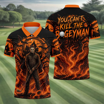 You Can't Kill The Bogeyman Halloween Golf Polo Shirt, Horror Character, Mens Golf Shirts