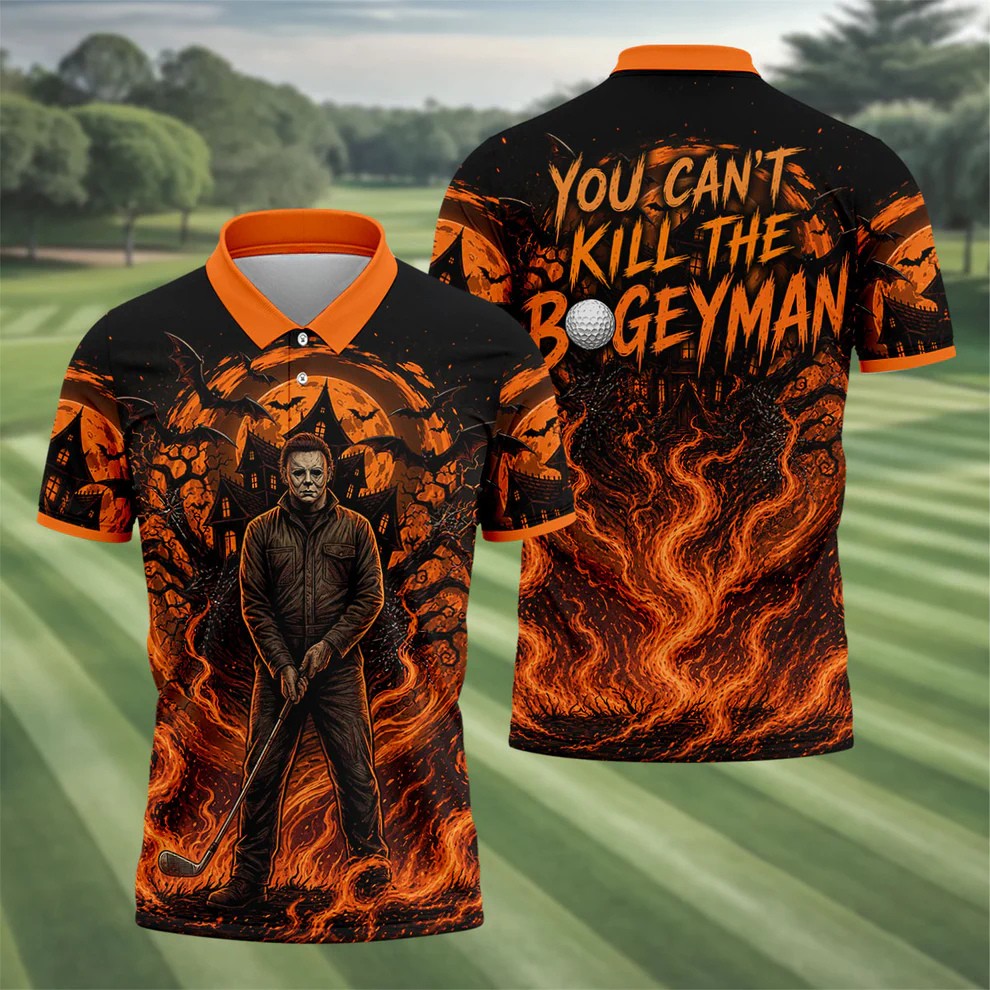 You Can't Kill The Bogeyman Halloween Golf Polo Shirt, Horror Character, Mens Golf Shirts
