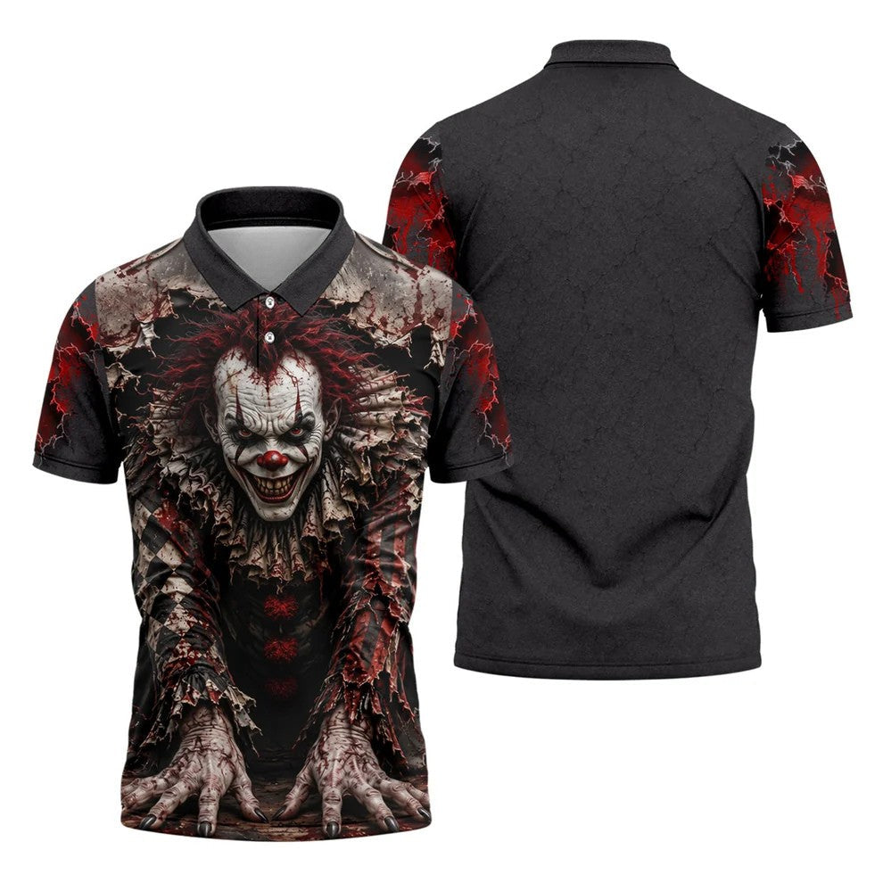 Torn Wall Horror Character Halloween Golf Shirt, Golf Apparel For Men, Mens Golf Shirts