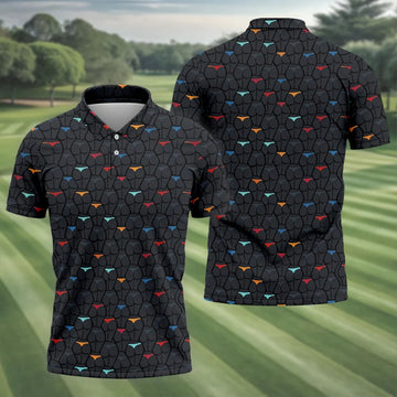 Funny Colorful Panty Butt Pattern Golf Polo Shirt, Printed Golf Shirts, Men's Golf Shirt