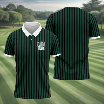 Green Foolish Mortal Striped Golf Polo Shirt, Men's Golf Shirt, Halloween Shirt For Men