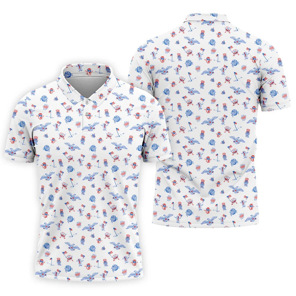 Funny Uncle Sam Eagle Golf Flag All-Over Print 4th of July, 250 Years USA Patriotic Golf Shirt, 4th Of July Golf Shirt, Golf Tops For Men, Golfing Apparel