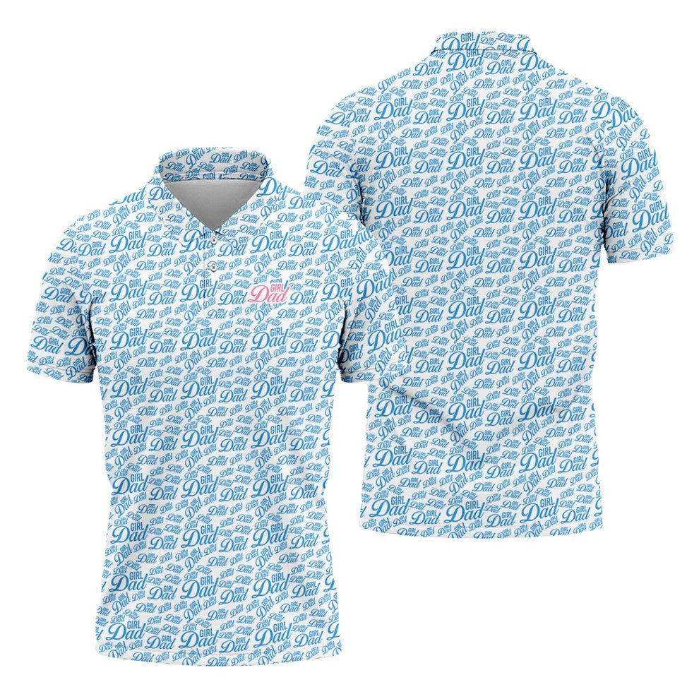 Blue Girl Dad All Over Print Golf Polo Shirt, Printed Golf Shirts, Golf Apparel For Men