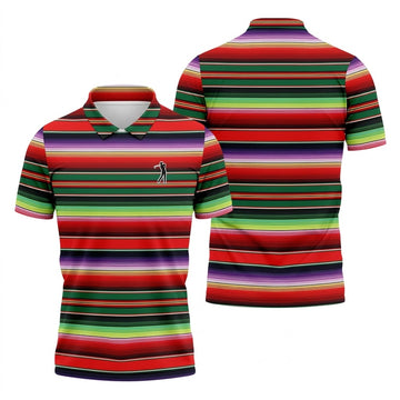 Colorful Stripes Sarape Pattern Cinco De Mayo Celebration Fiesta Themed Golf Shirts For Men