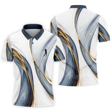 Abstract Line Art Retro Golf Shirt, Golf Shirts For Men, Polo Shirts For Men, Golf Gift For Men