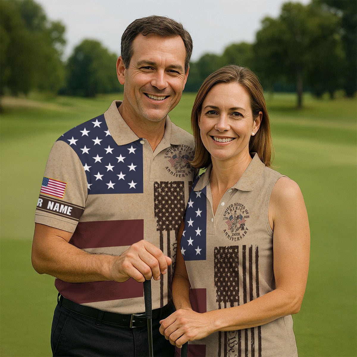 We The People 250th Anniversary Retro Golf Shirt, Patriotic 4th Of July Golf Shirts For Men