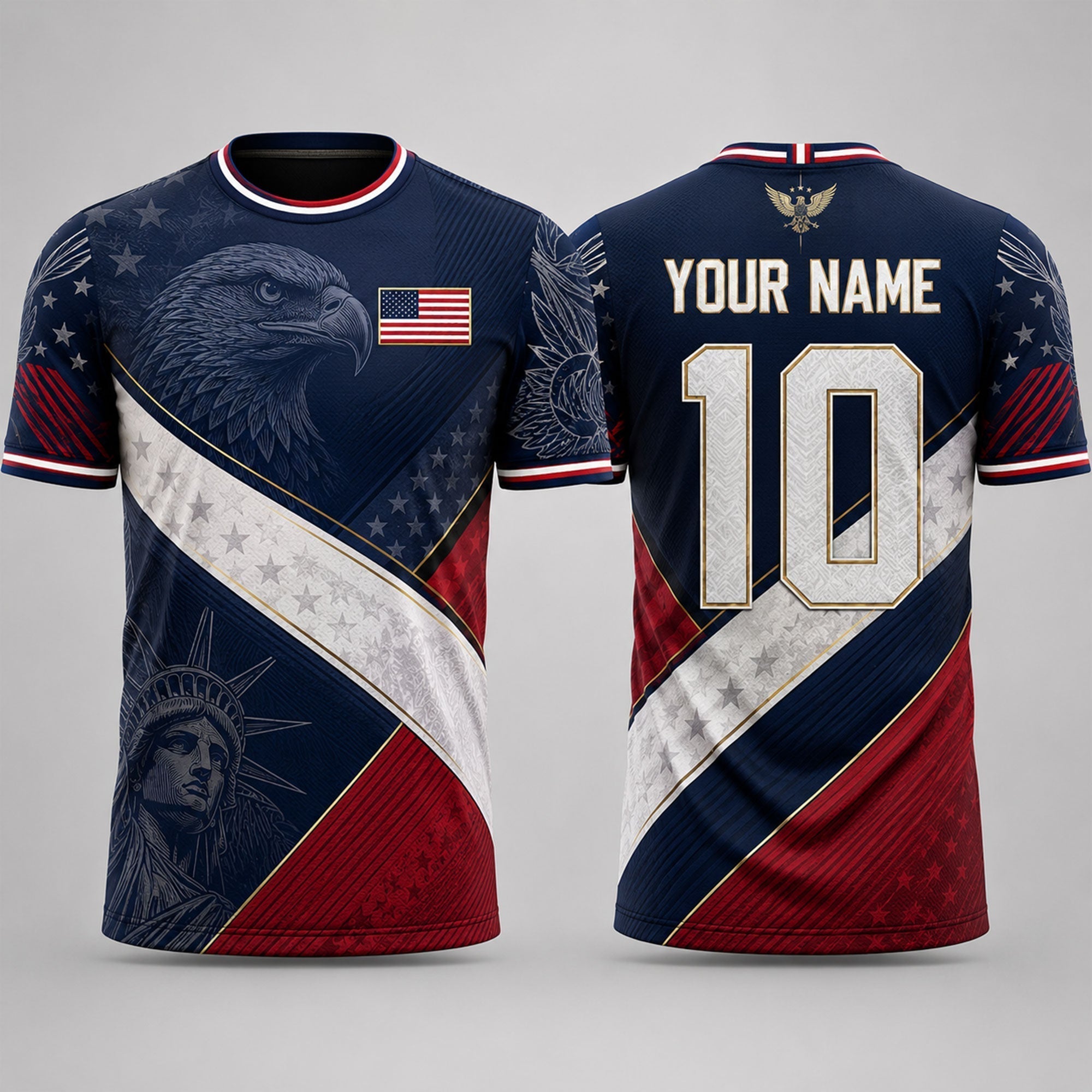 Patriotic American Flag Fooball Shirt, USA Football National Team V-Neck For Men, Football Gifts
