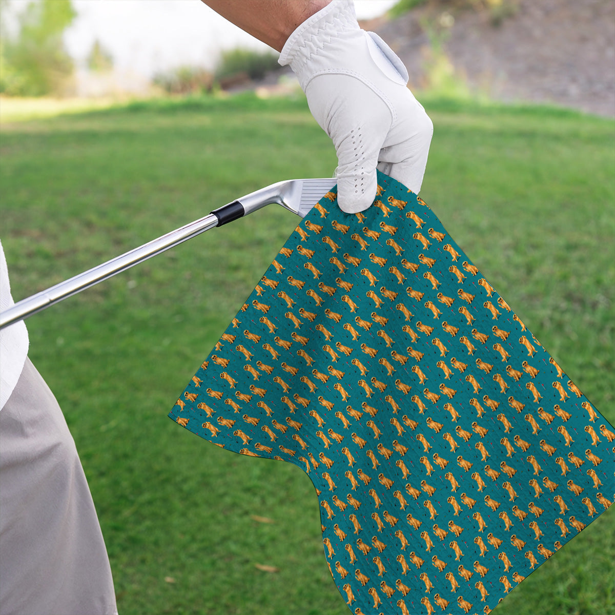 Golden Retriever Fairway Golf Towel, Golf Dog Pattern Towels, Gift For Golden Retriever Owners