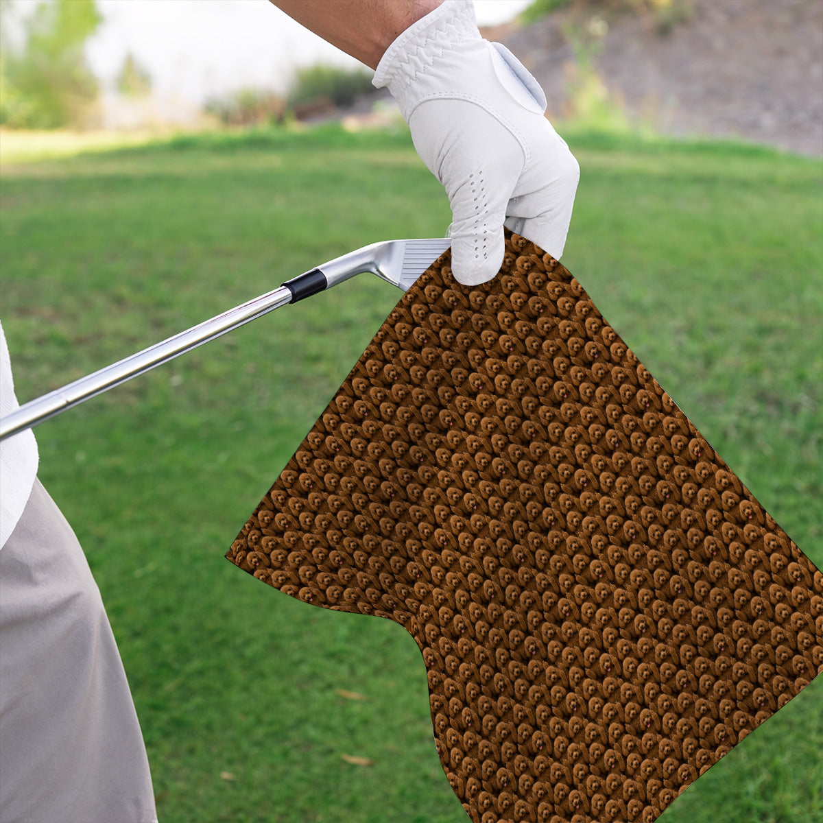 Poodle Dog Golf Towel, Funny Poodle Pattern Golf Towels, Golf Gift For Golfer