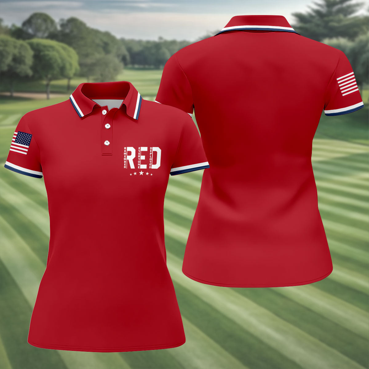 RED Friday Military Support 250 Anniversary Red Patriotic Golf Shirt, Golf Shirt For Women