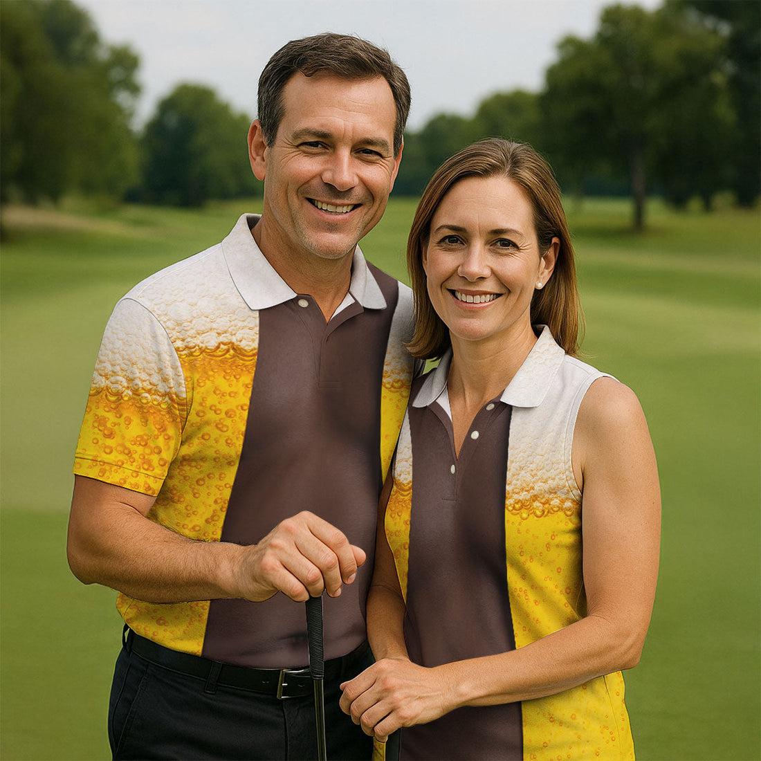 Beer Pint Illusion Pattern Hawaiian Golf Shirt, Golf Shirts For Men, Polo Shirts For Men