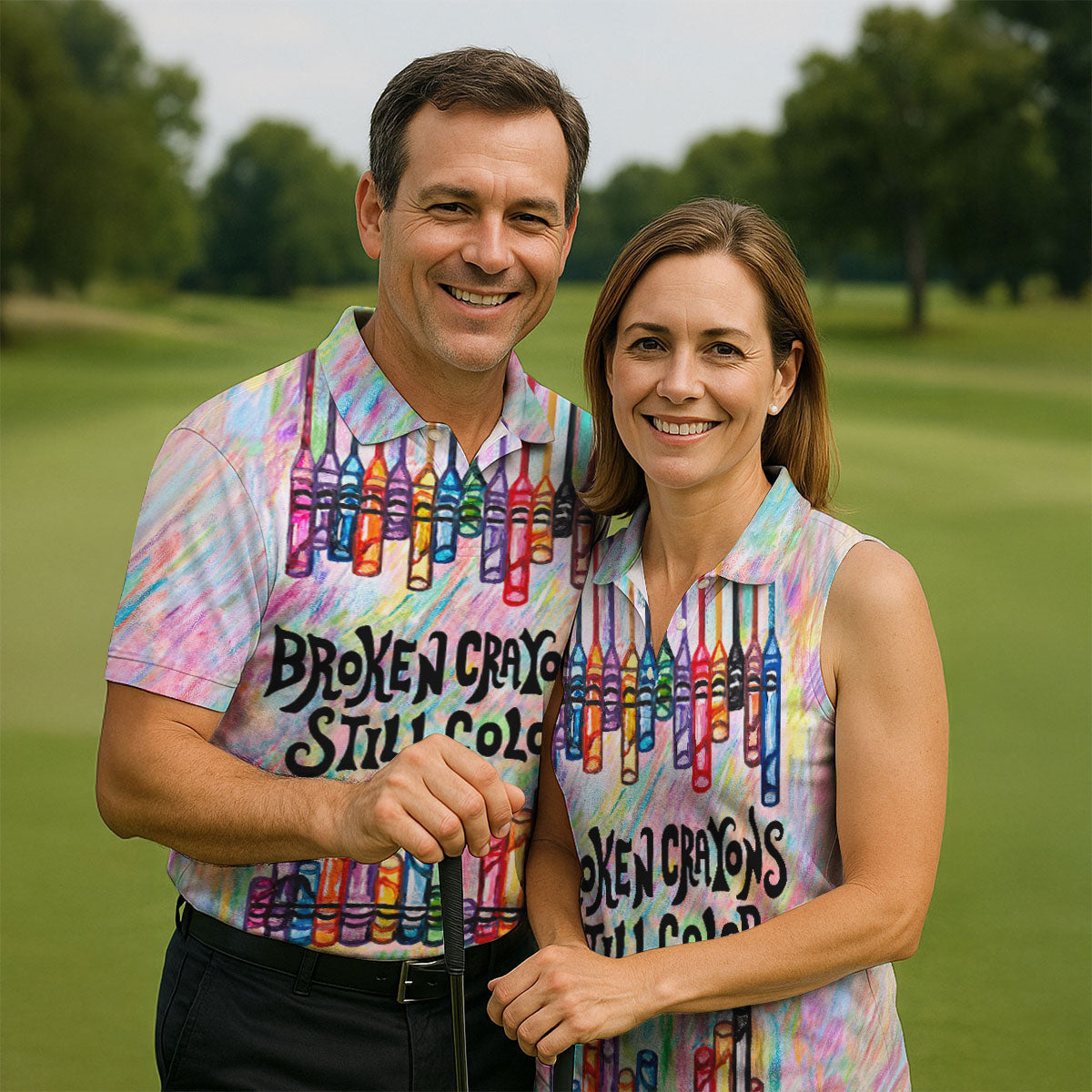 Broken Crayons Still Color Suicide Awareness Golf Polo Shirt, Mens Golf Polo