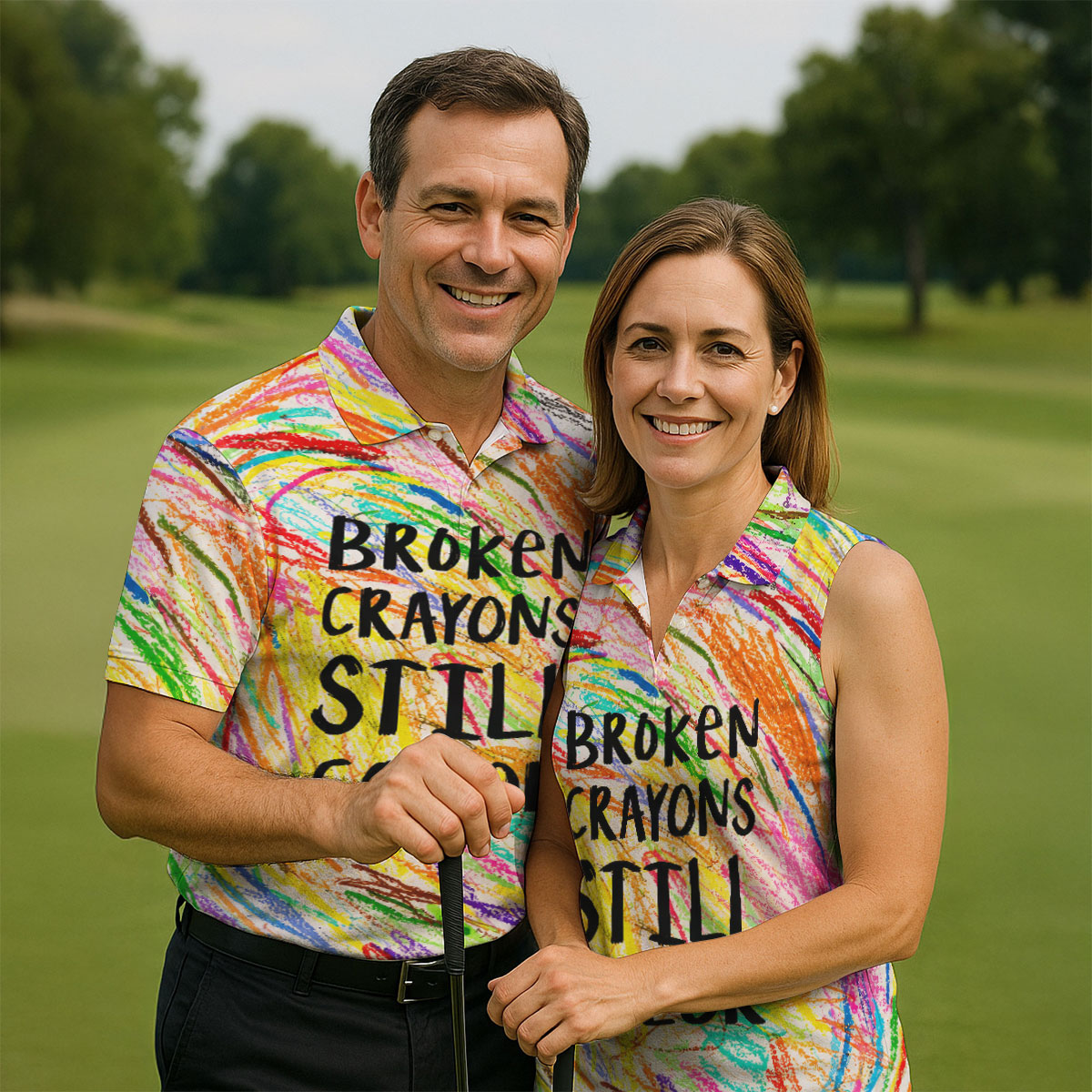 Broken Crayons Still Color Breast Cancer Shirt, Mens Golf Polo, Golf Apparel For Men