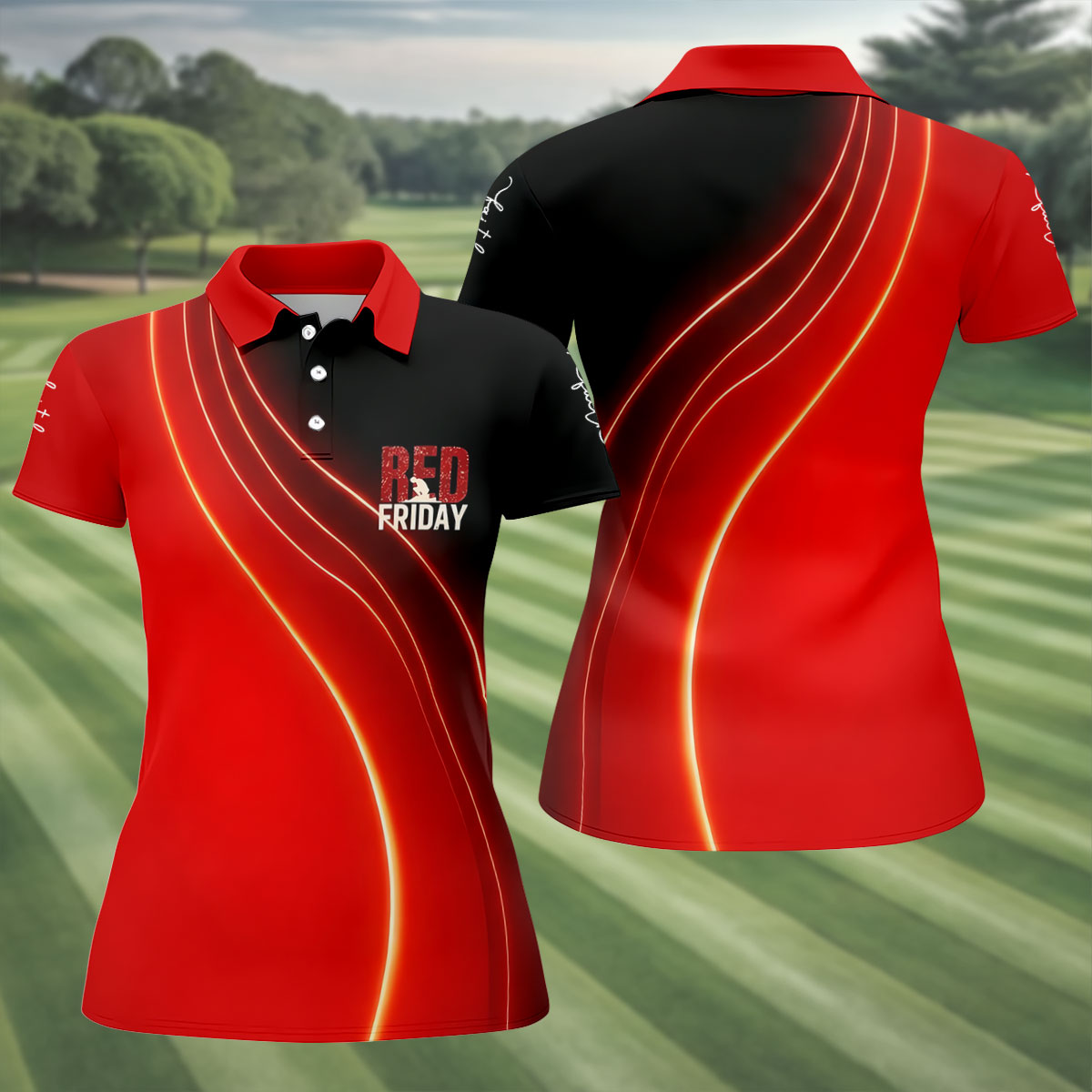 Red Friday Red Black Gradient Faith 4th Of July Golf Shirt, 250 Years Golf Shirt For Women