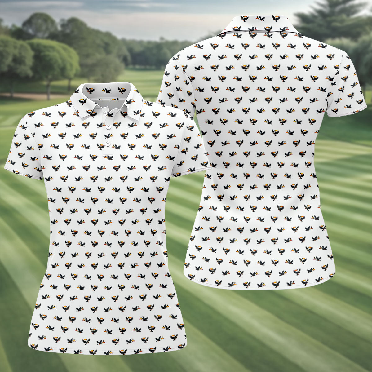 White Funny Toucan Beer Golf Polo Shirt, Golf Shirts For Women, Performance Golf Shirt