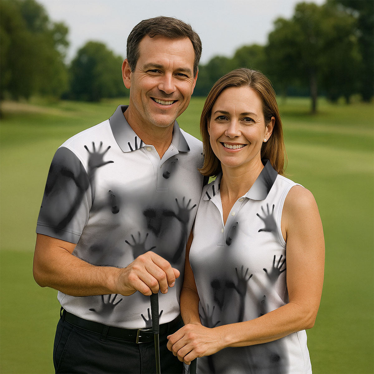 Haunted Shadow Silhouette Golf Polo Shirt, Men's Golf Shirts, Hawaiian Golf Shirt