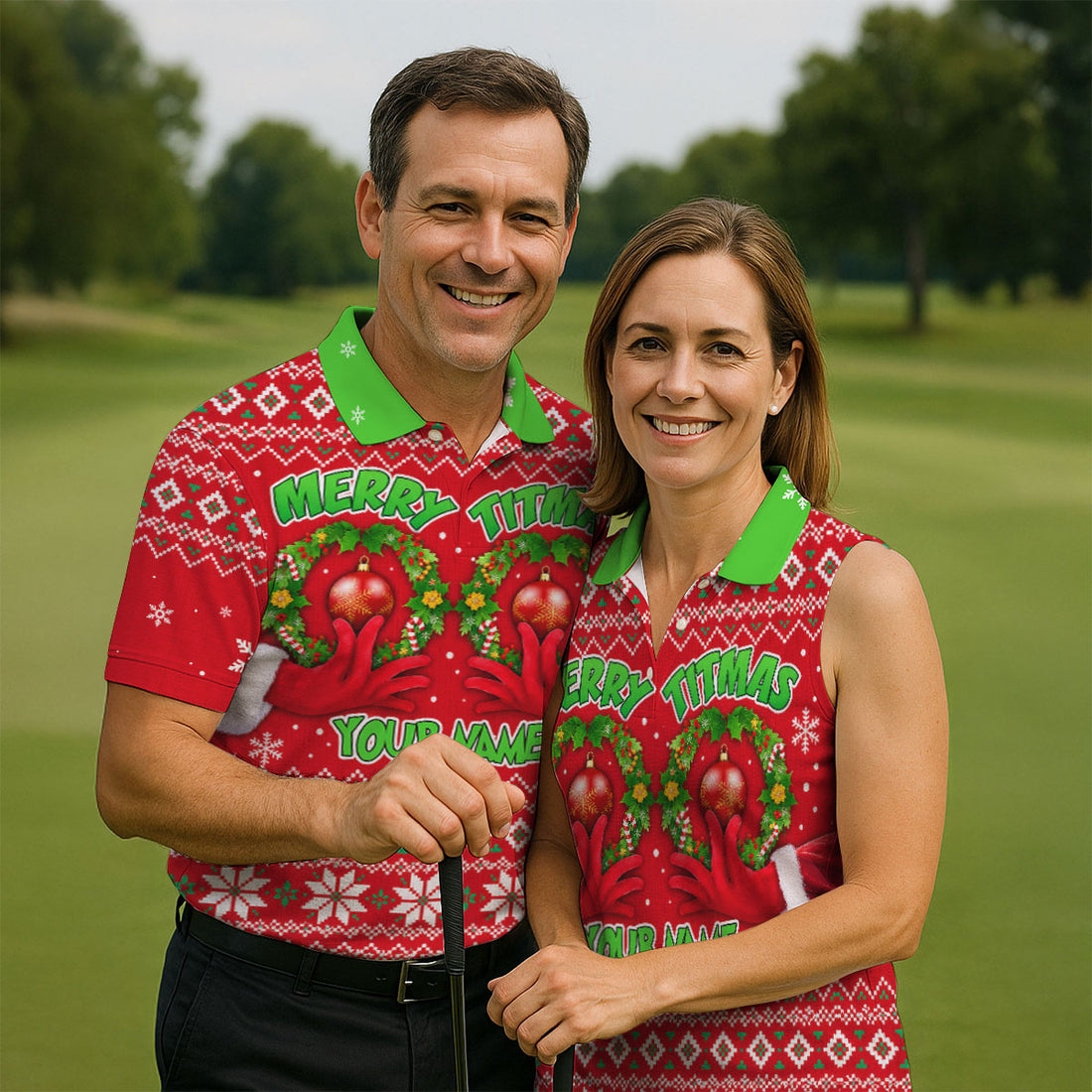 Custom Name Merry Titmas Polo Shirt, Christmas Golf Shirt For Men, Mens Golf Apparel