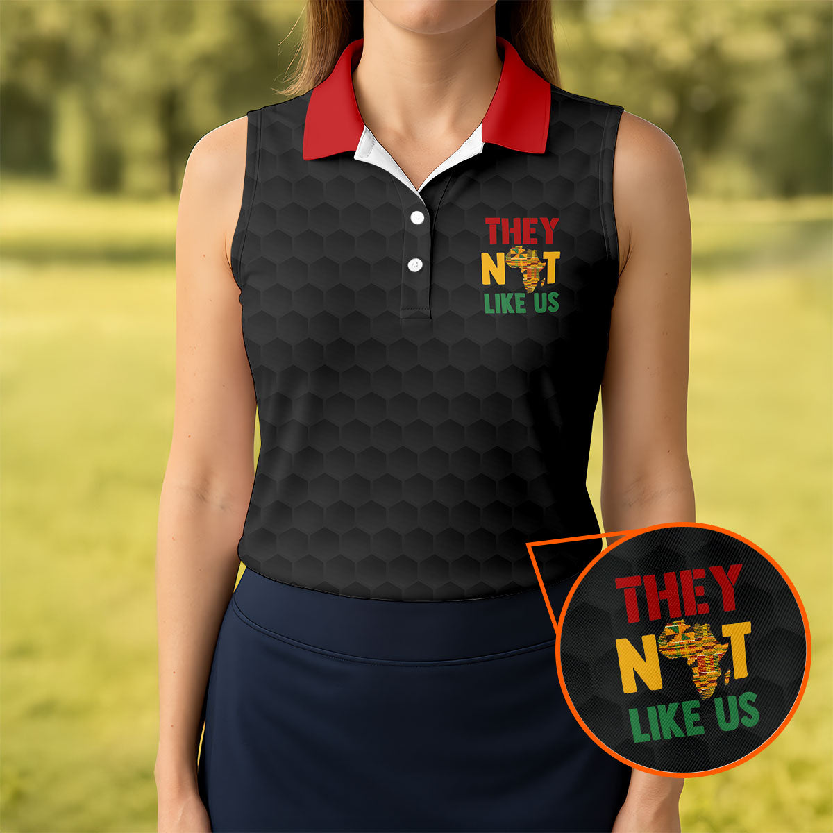 Juneteenth They Not Like Us Africa Performance Golf Polo Shirt, Golf Shirts For Women, Women's Golf Apparel