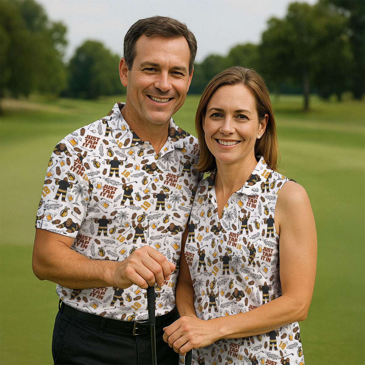 Funny Just Tap It In Bigfoot Golf Polo Shirt, Hawaiian Golf Shirt, Women's Golf Tops