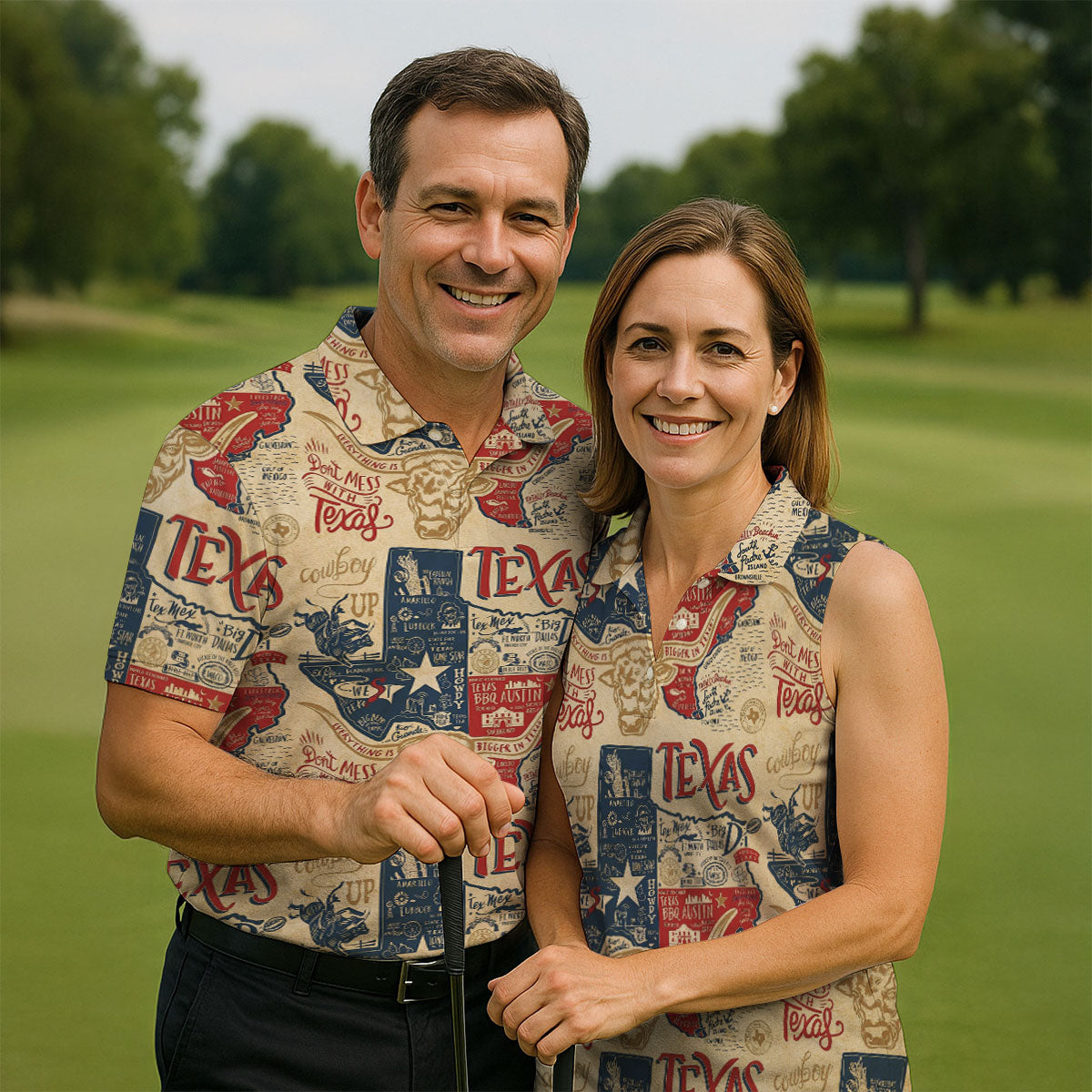 Don't Mess With Texas Western Theme Old West Golf Tops For Men, Polo Shirts For Men, Golf Shirts For Men