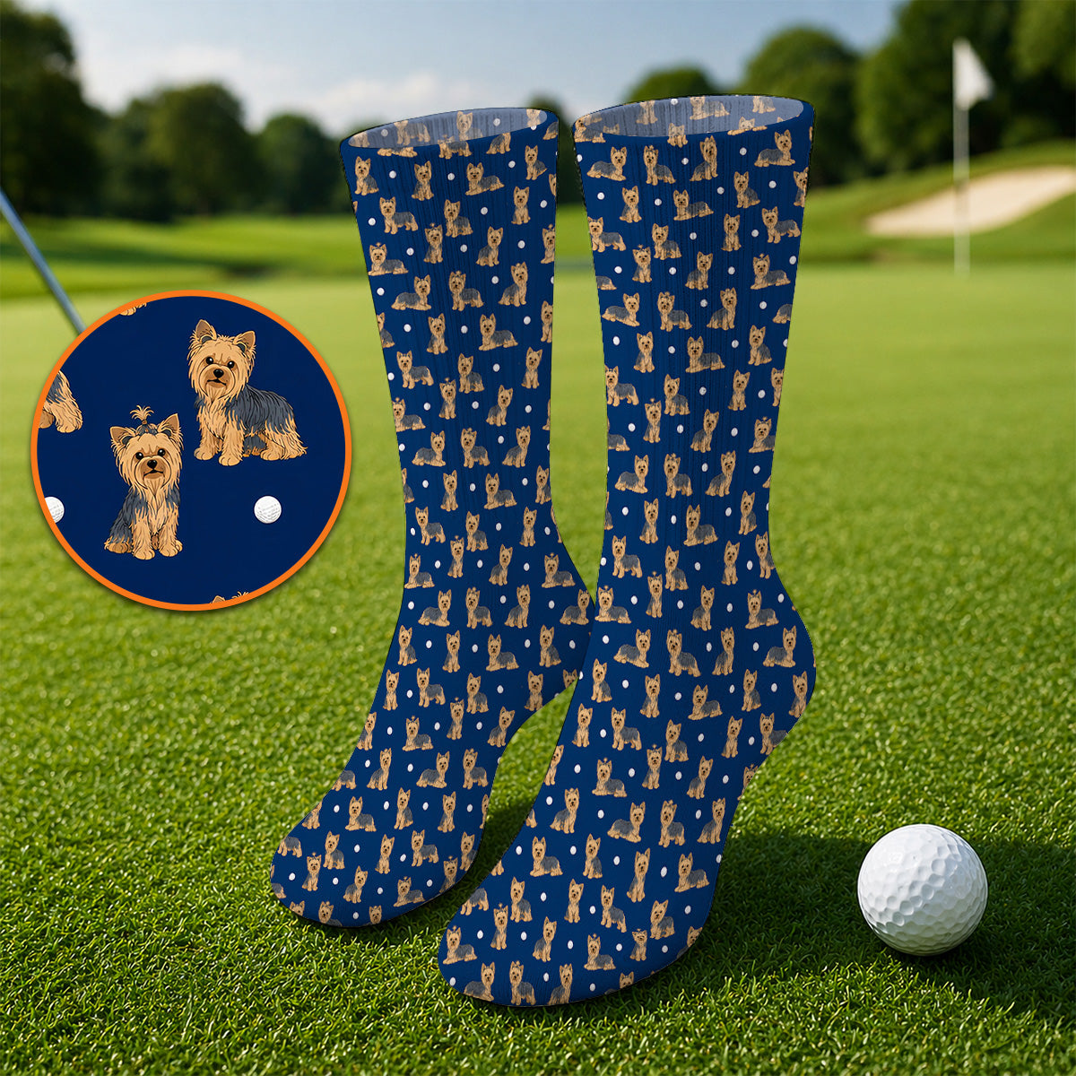 Yorkshire Terrier Golf Socks, Cute Yorkie Pattern Golf Sock, Dog Lover Golf Gift